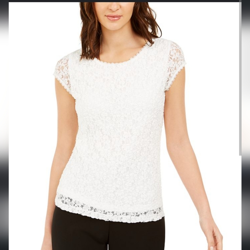 Lace Cap-Sleeve Top